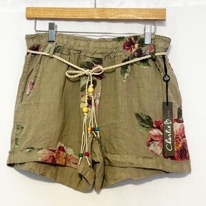Charlie B Floral‎ Print Shorts with Rope Belt size M NWT